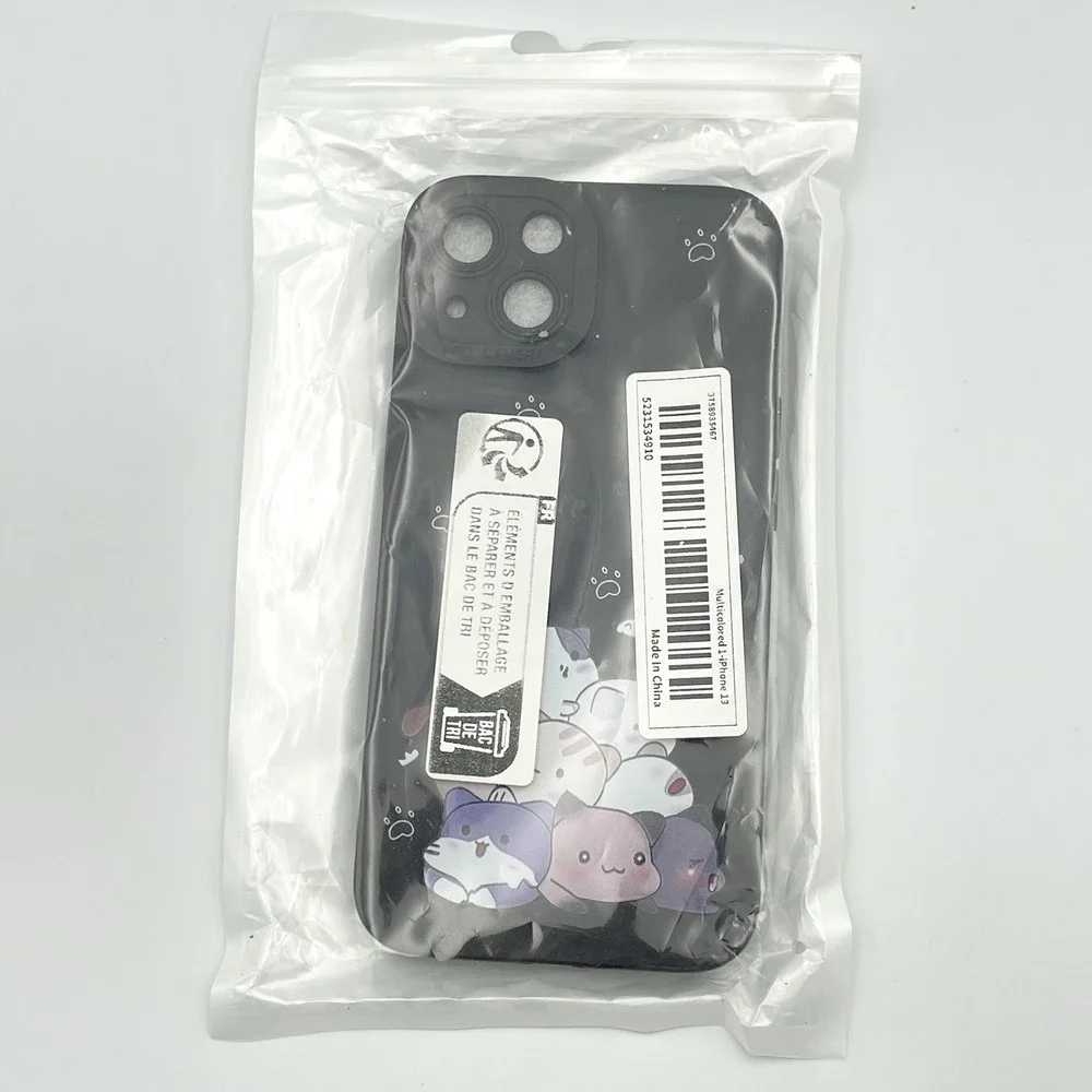 New iPhone 13 Cute Cat Stack Phone Case Paw Print Kawaii Black‎